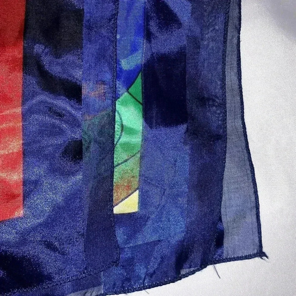 Vintage Picasso Silk retro Scarf Size 38 x 38 80s Pattern Art, y2k unisex scarf - Picture 6 of 7